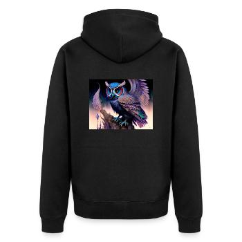 Eule - Unisex Premium Bio Zip Hoodie - Schwarz - Hinten - Nico (187cm)