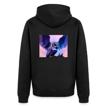 Owl - Unisex Premium Organic Zip Hoodie - black - Back - Nico (187cm)
