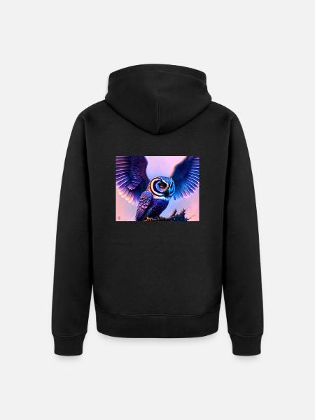 Eule - Unisex Premium Bio Zip Hoodie - Schwarz