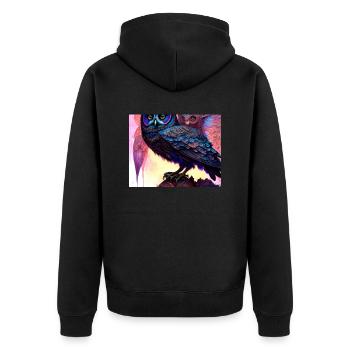 Owl - Unisex Premium Organic Zip Hoodie - black - Back - Nico (187cm)