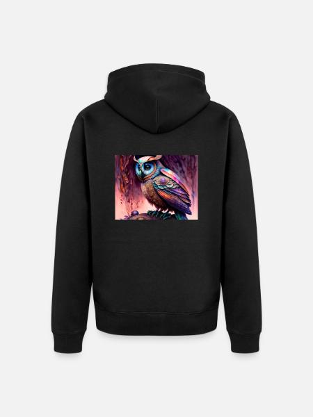 Owl - Unisex Premium Organic Zip Hoodie - black