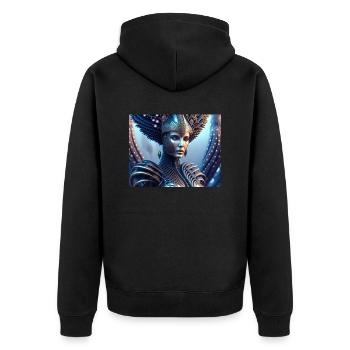 H.R. Giger Frau - Unisex Premium Bio Zip Hoodie - Schwarz - Hinten - Nico (187cm)