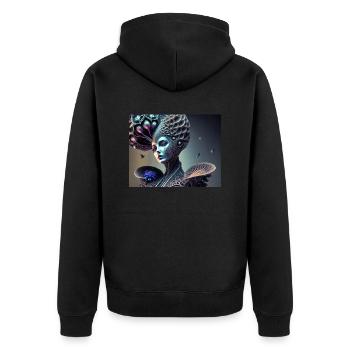 Korallen Frau - Unisex Premium Bio Zip Hoodie - Schwarz - Hinten - Nico (187cm)