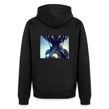 Abstrakt Female - Unisex Premium Bio Zip Hoodie - Schwarz - Hinten - Nico (187cm)