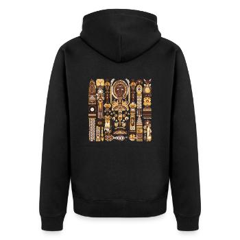 Afrikanische Folklore - Unisex Premium Bio Zip Hoodie - Schwarz - Hinten - Nico (187cm)