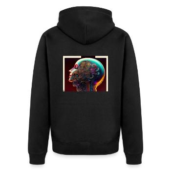 Offene Gedanken - Unisex Premium Bio Zip Hoodie - Schwarz - Hinten - Nico (187cm)