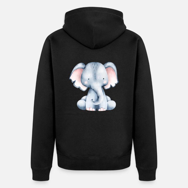Mignon petit éléphant - Veste à capuche bio Premium Unisexe - noir