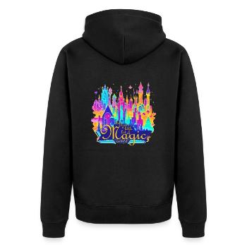 Das Leben braucht Magie - Unisex Premium Bio Zip Hoodie - Schwarz - Hinten - Nico (187cm)