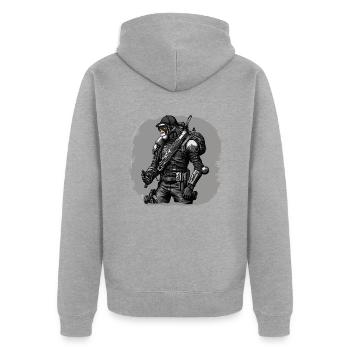 Monkey rebel - Unisex Premium Organic Zip Hoodie - heather grey - Back - Nico (187cm)