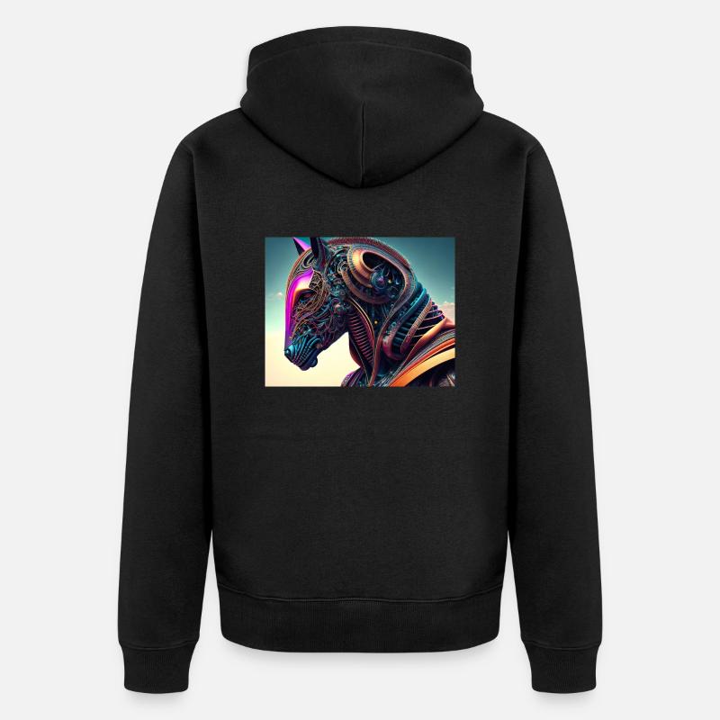 Tête de cheval mécanique - Veste à capuche bio Premium Unisexe - noir
