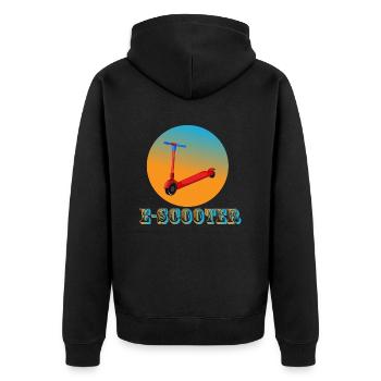 E-Scooter Roller Scooter - Unisex Premium Bio Zip Hoodie - Schwarz - Hinten - Nico (187cm)