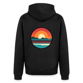 Sunset - Unisex Premium Organic Zip Hoodie - black - Back - Nico (187cm)