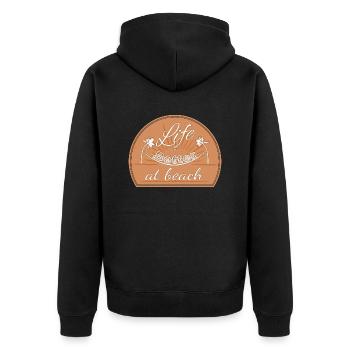 Life at Beach - Unisex Premium Bio Zip Hoodie - Schwarz - Hinten - Nico (187cm)