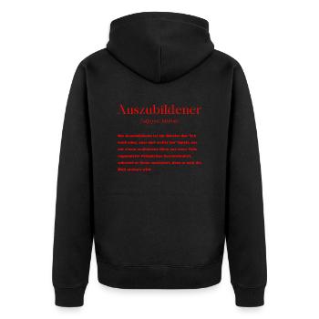 Auszubildener Definition - Unisex Premium Bio Zip Hoodie - Schwarz - Hinten - Nico (187cm)