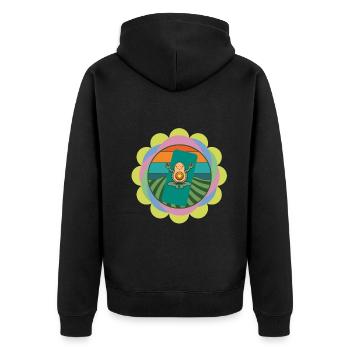 Avocado macht Yoga - Unisex Premium Bio Zip Hoodie - Schwarz - Hinten - Nico (187cm)