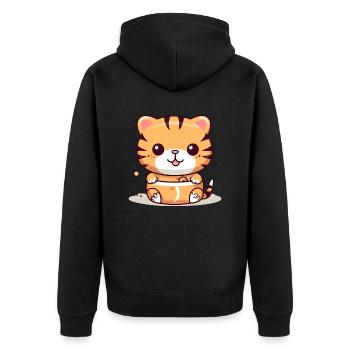 Mako the tiger - Unisex Premium Organic Zip Hoodie - black - Back - Nico (187cm)