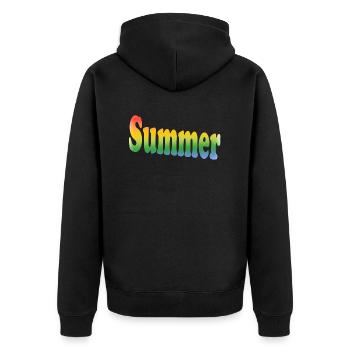 Vöran - Sommer - Unisex Premium Bio Zip Hoodie - Schwarz - Hinten - Nico (187cm)