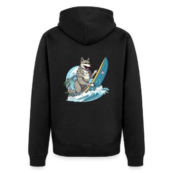 Zozo le loup surfeur - Veste à capuche bio Premium Unisexe - noir - Dos - Nico (187cm)