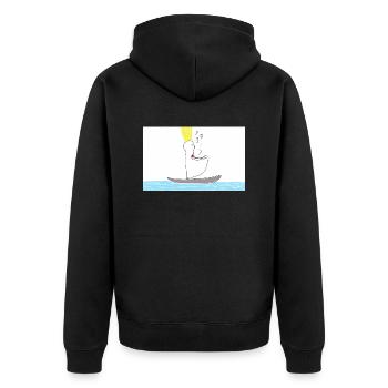 LIEBE (Sterntaler) - Unisex Premium Bio Zip Hoodie - Schwarz - Hinten - Nico (187cm)