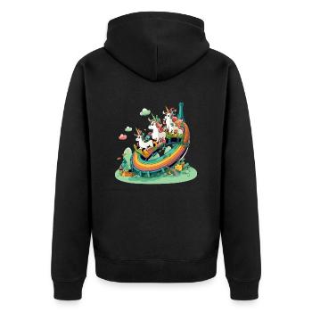 Les licornes au pays arc en ciel - Veste à capuche bio Premium Unisexe - noir - Dos - Nico (187cm)