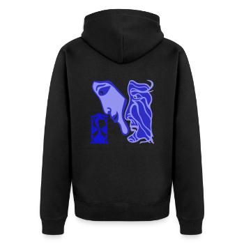 Verlorene Jugend. Die vergängliche Maske der Zeit - Unisex Premium Bio Zip Hoodie - Schwarz - Hinten - Nico (187cm)