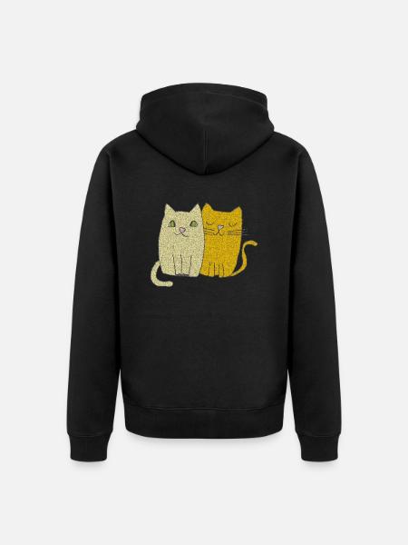 katzen liebe - Unisex Premium Bio Zip Hoodie - Schwarz