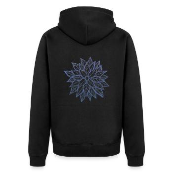 [2] ombre blue/purple multi-layer flower sketch - Unisex Premium Organic Zip Hoodie - black - Back - Nico (187cm)