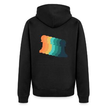 Vintage Game Chess - Unisex Premium Organic Zip Hoodie - black - Back - Nico (187cm)