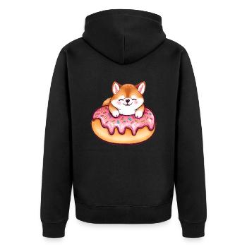 Le doux délice de beignets géant de Shiba Inu - Veste à capuche bio Premium Unisexe - noir - Dos - Nico (187cm)