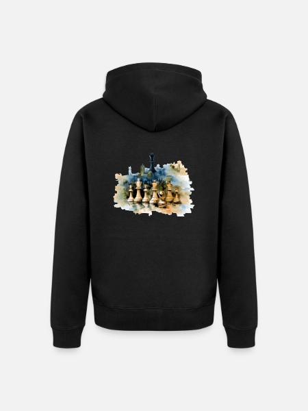 Oil on chess canvas - Unisex Premium Organic Zip Hoodie - black