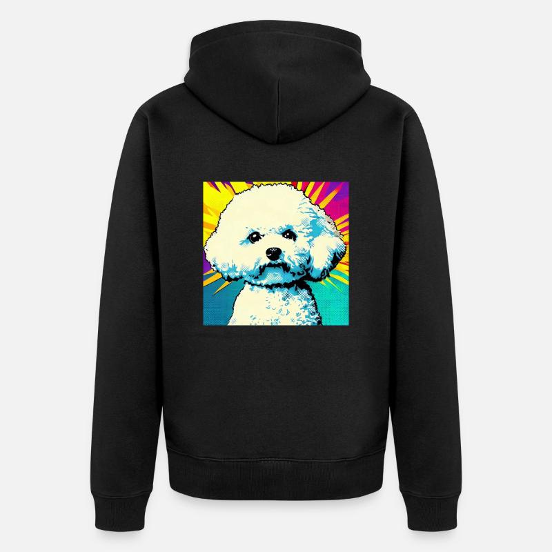 Bichon Frisé Pop art - Veste à capuche bio Premium Unisexe - noir