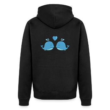 wale verliebt - Unisex Premium Bio Zip Hoodie - Schwarz - Hinten - Nico (187cm)