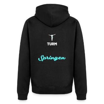 Turmspringen Springer - Unisex Premium Bio Zip Hoodie - Schwarz - Hinten - Nico (187cm)