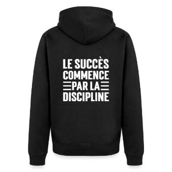 Le Succès Commence Par La Discipline - Veste à capuche bio Premium Unisexe - noir - Dos - Nico (187cm)