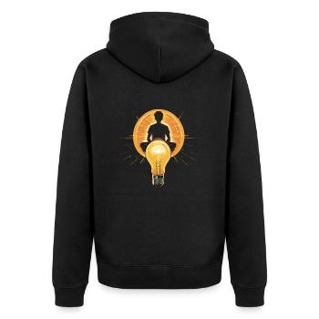 Inneres Licht - Unisex Premium Bio Zip Hoodie - Schwarz - Hinten - Nico (187cm)
