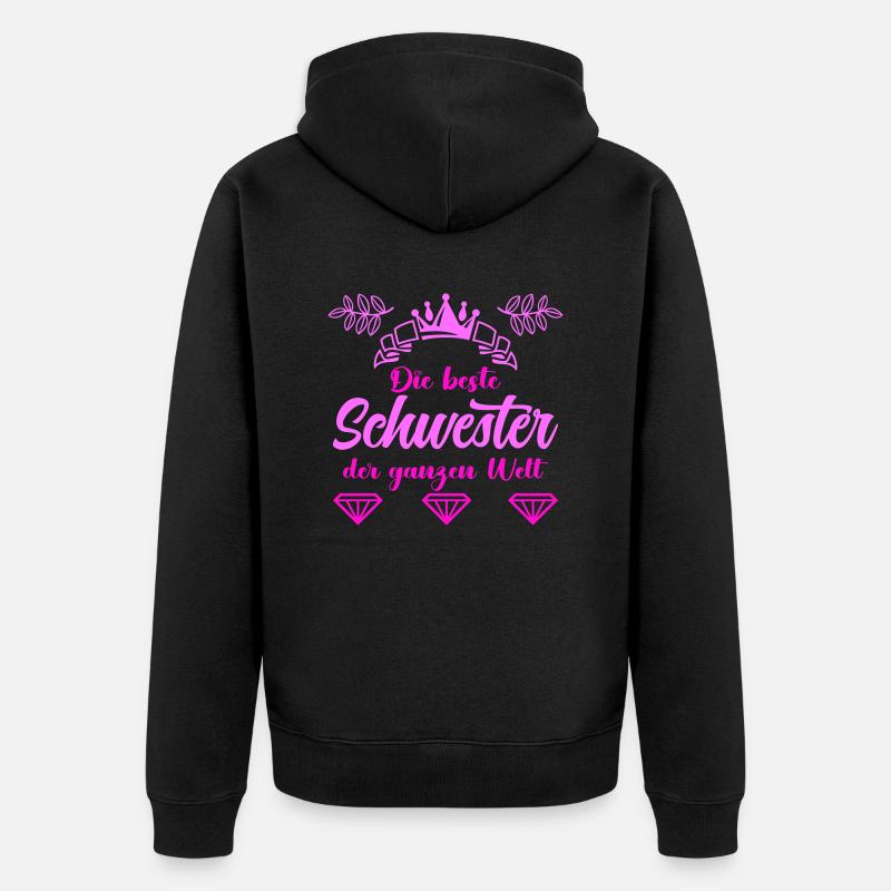 beste schwester - Unisex Premium Bio Zip Hoodie - Schwarz
