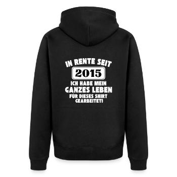 In Rente seit 2015 - Lebensshirt - Unisex Premium Bio Zip Hoodie - Schwarz - Hinten - Nico (187cm)