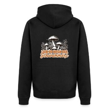 Pilze Pilzsammler Spruch - Unisex Premium Bio Zip Hoodie - Schwarz - Hinten - Nico (187cm)