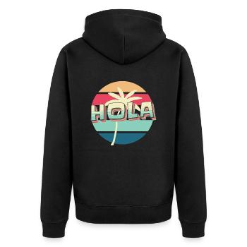 Hola - Palm Tree Vibes Only - Unisex Premium Organic Zip Hoodie - black - Back - Nico (187cm)
