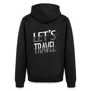 eiffel tower present idea eat sleep travel repeat - Unisex Premium Bio Zip Hoodie - Schwarz - Hinten - Nico (187cm)