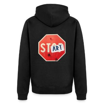 Start art Stop - Unisex Premium Organic Zip Hoodie - black - Back - Nico (187cm)