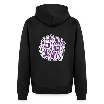 spaß streunerkatze zitat lustiger spruch katze - Unisex Premium Bio Zip Hoodie - Schwarz - Hinten - Nico (187cm)
