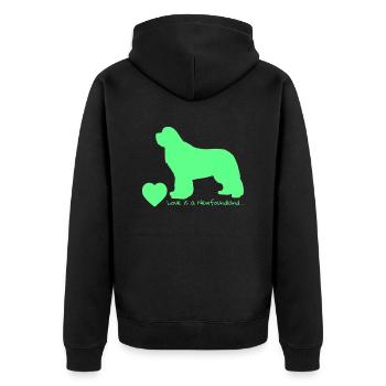Love is a Newfoundland 009 - Unisex Premium Bio Zip Hoodie - Schwarz - Hinten - Nico (187cm)