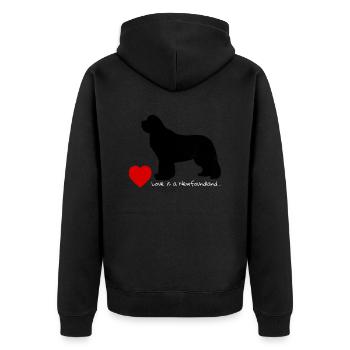 Love is a Newfoundland 008 - Unisex Premium Bio Zip Hoodie - Schwarz - Hinten - Nico (187cm)
