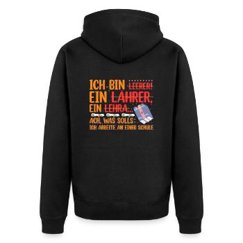 Pädagoge Lehrer Frauen - Unisex Premium Bio Zip Hoodie - Schwarz - Hinten - Nico (187cm)