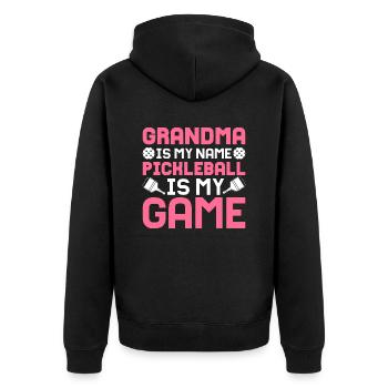 Grand-mère est mon nom joueur de pickleball raquette de padel - Veste à capuche bio Premium Unisexe - noir - Dos - Nico (187cm)