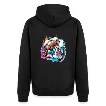 moto vintage style retro - graffiti - Veste à capuche bio Premium Unisexe - noir - Dos - Nico (187cm)