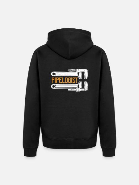Pipelogist Pipefitter Wrench Plumber - Unisex Premium Organic Zip Hoodie - black