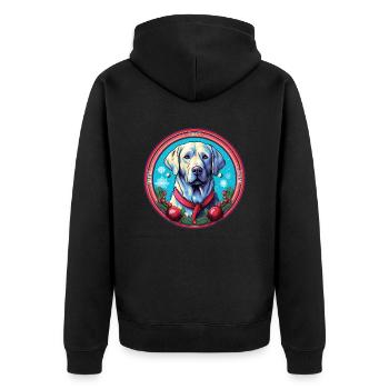 Labrador Retriever Hund Weihnachten, Liebe Hunde - Unisex Premium Bio Zip Hoodie - Schwarz - Hinten - Nico (187cm)