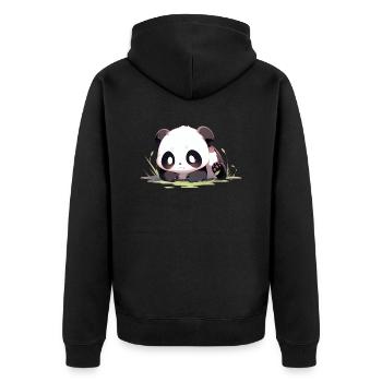 Adorable Panda - Unisex Premium Organic Zip Hoodie - black - Back - Nico (187cm)